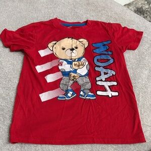 Woah Red Kids' T-Shirt with Bear Design